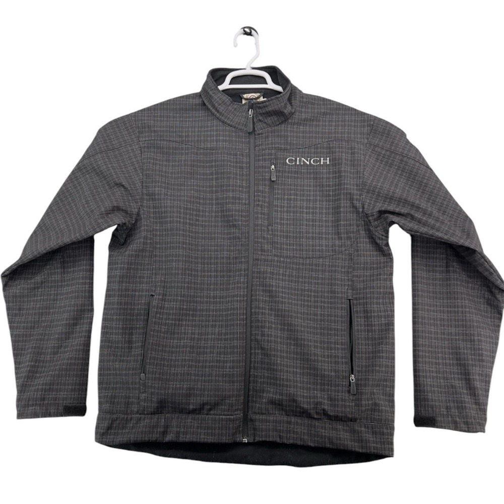 Cinch Softshell Jacket Mens Size Small Black Full Zip Western Coat Fleece Lined